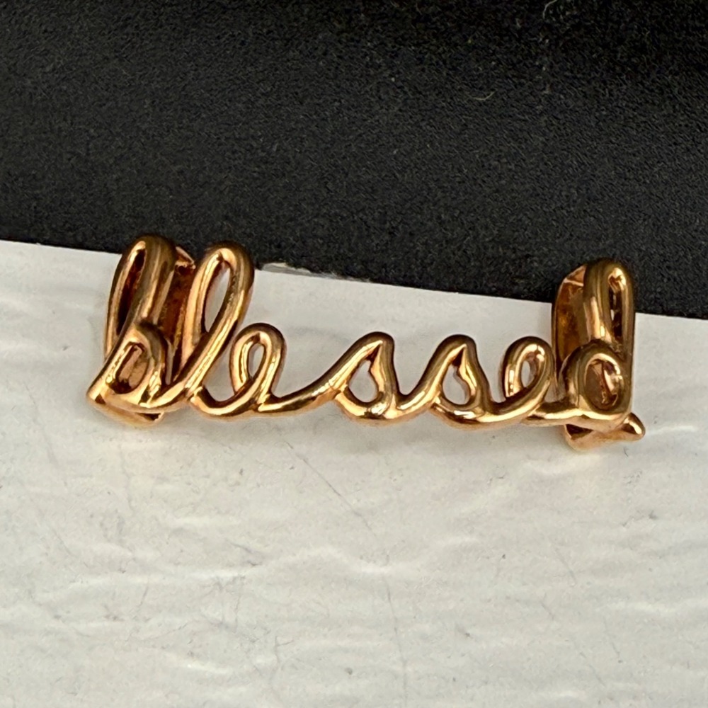 KEEP Collective Blessed Charm Gold Tone Script Slider Signed